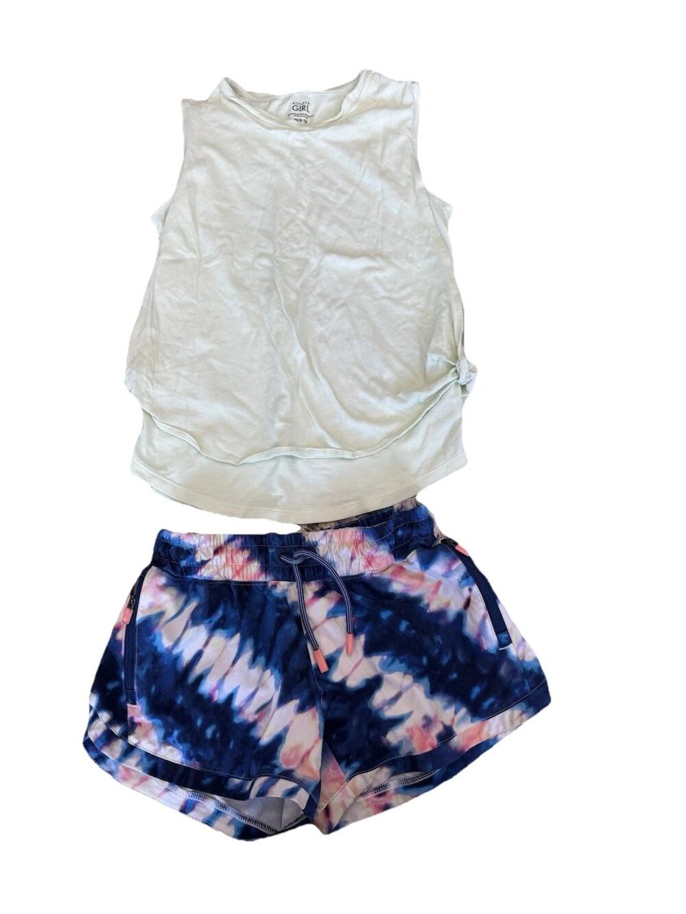 Athleta Girl Girls Shorts & Tank Shirt Outfit Set Size Medium 8/10 Athleisure